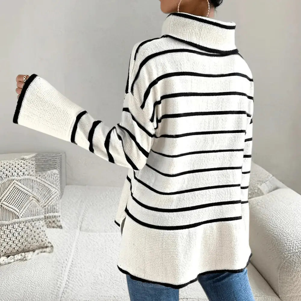 Trendy gestreepte coltrui met modern design voor vrouwen