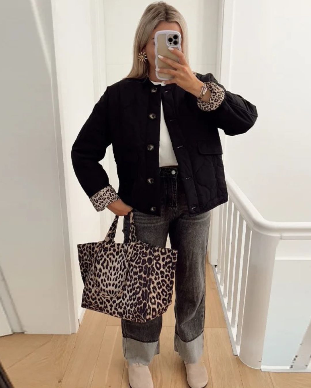 Gewatteerd Knopenjack Stijlvolle Streetwear Look Dames