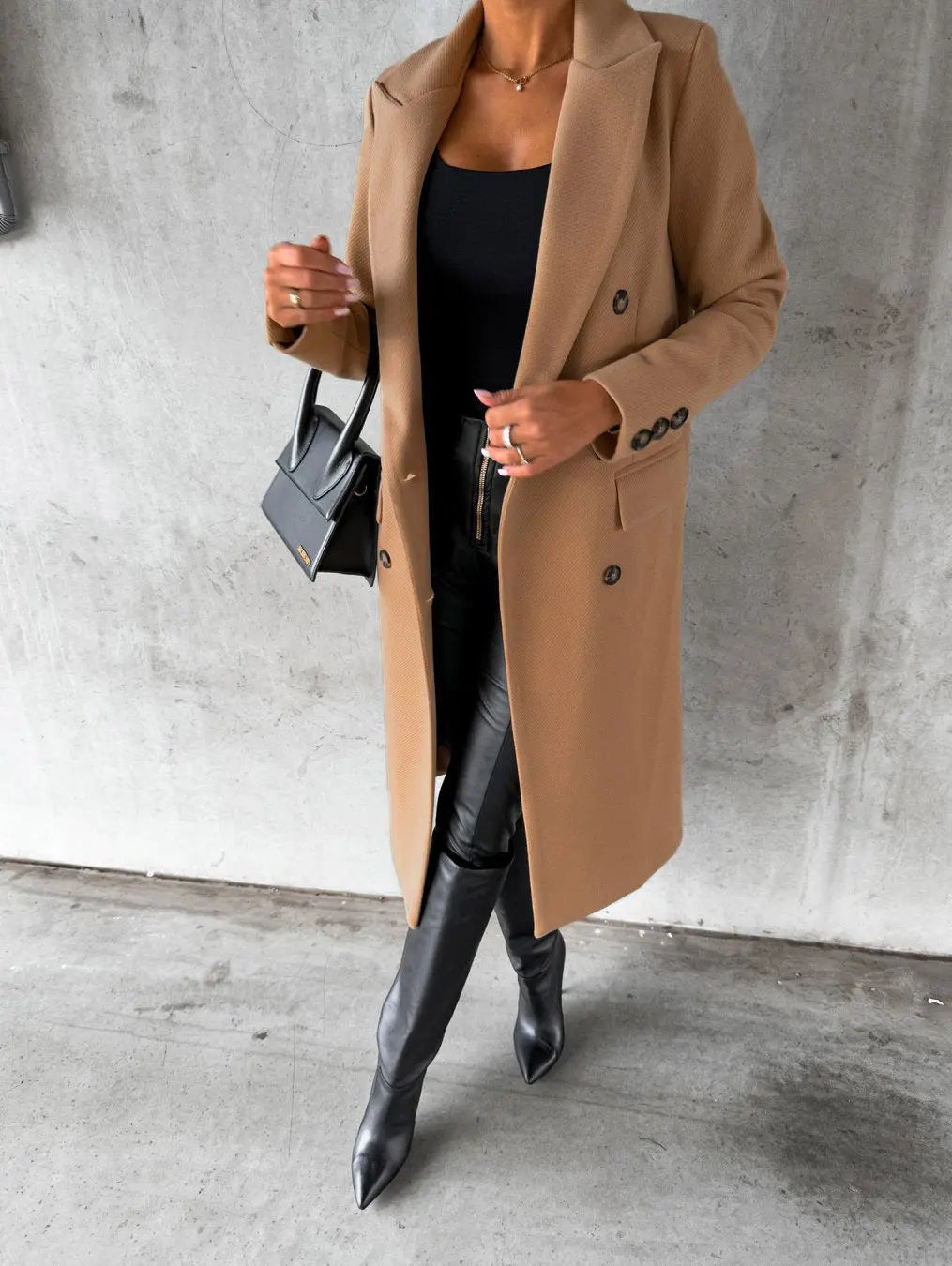 Lange Dubbelzijdige Winterjas voor Dames Elegante Stijl