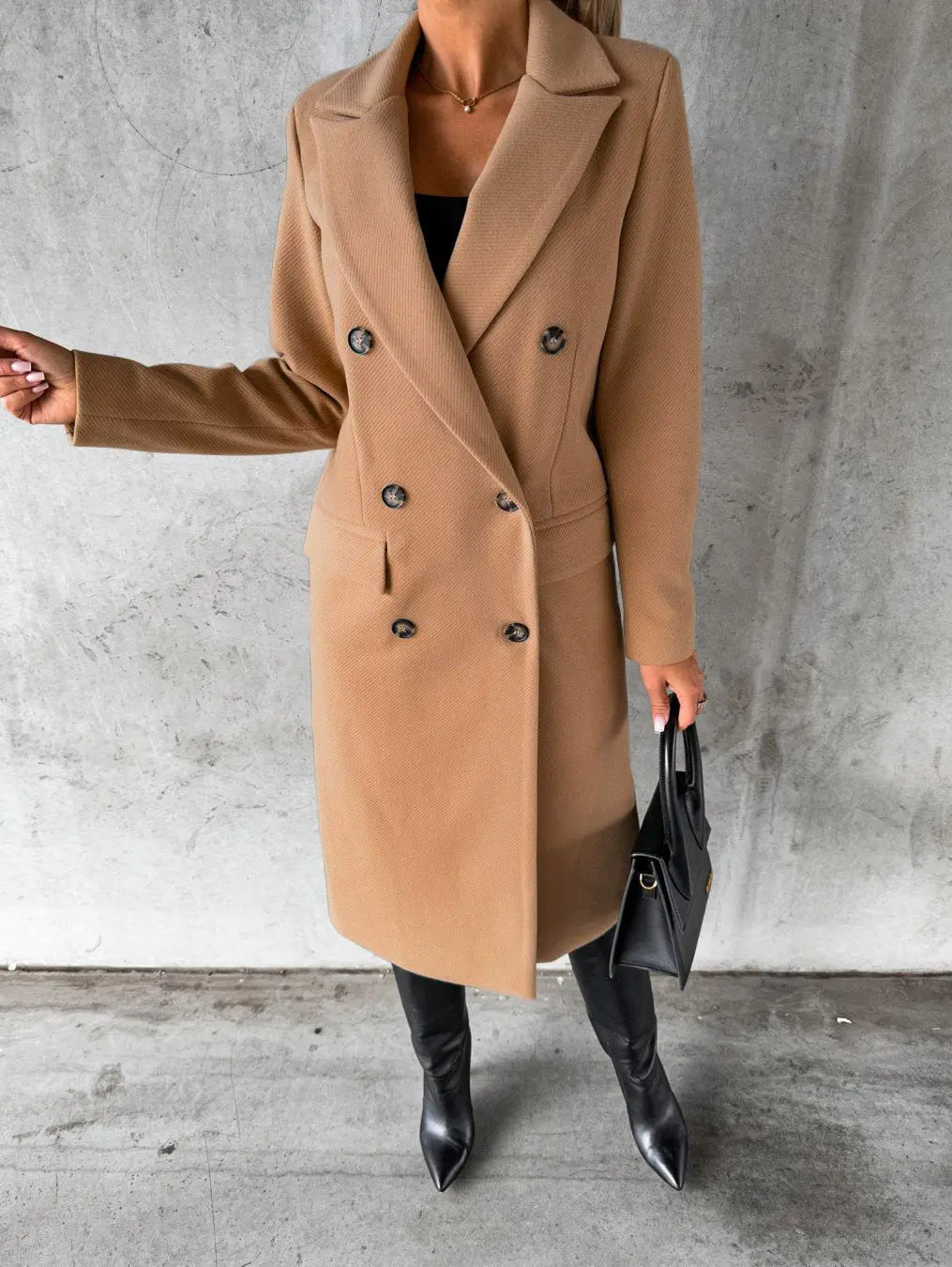 Lange Dubbelzijdige Winterjas voor Dames Elegante Stijl