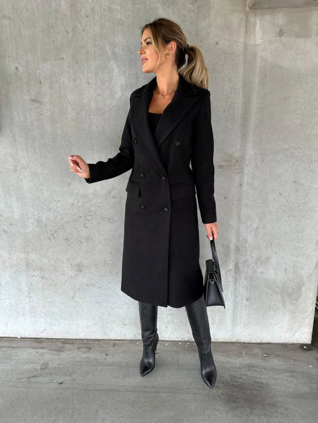 Lange Dubbelzijdige Winterjas voor Dames Elegante Stijl