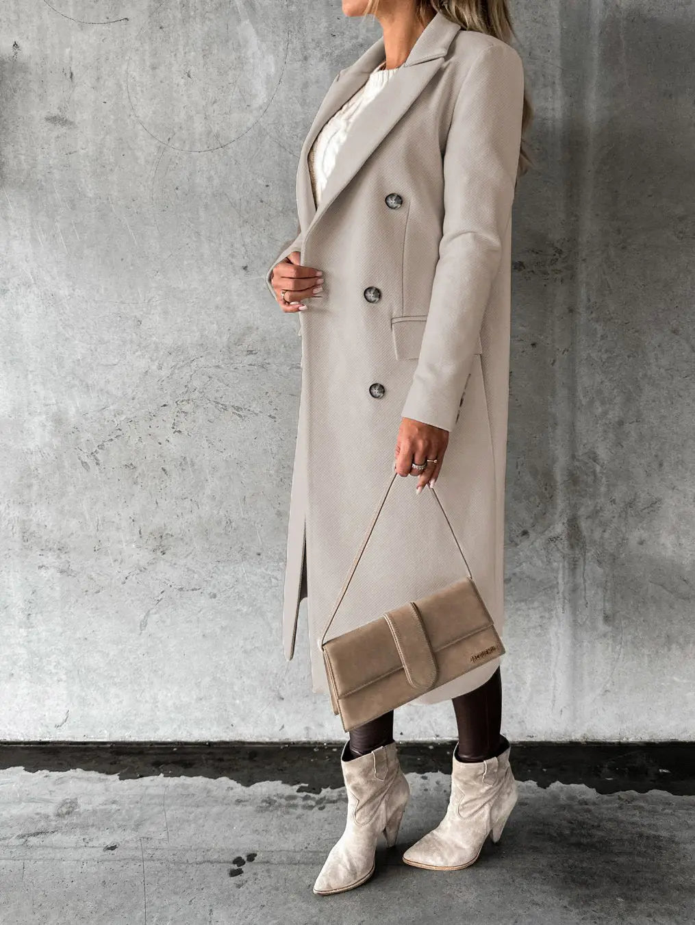 Lange Dubbelzijdige Winterjas voor Dames Elegante Stijl