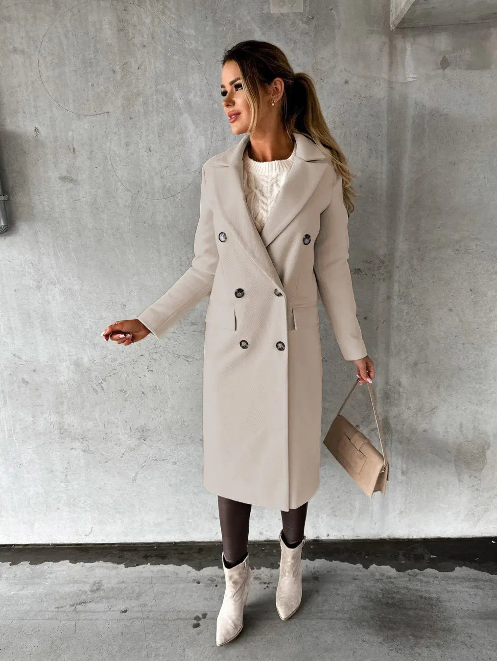 Lange Dubbelzijdige Winterjas voor Dames Elegante Stijl