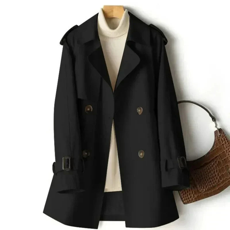 Korte Trenchcoat Met Gesp Mouwen Voor Dames