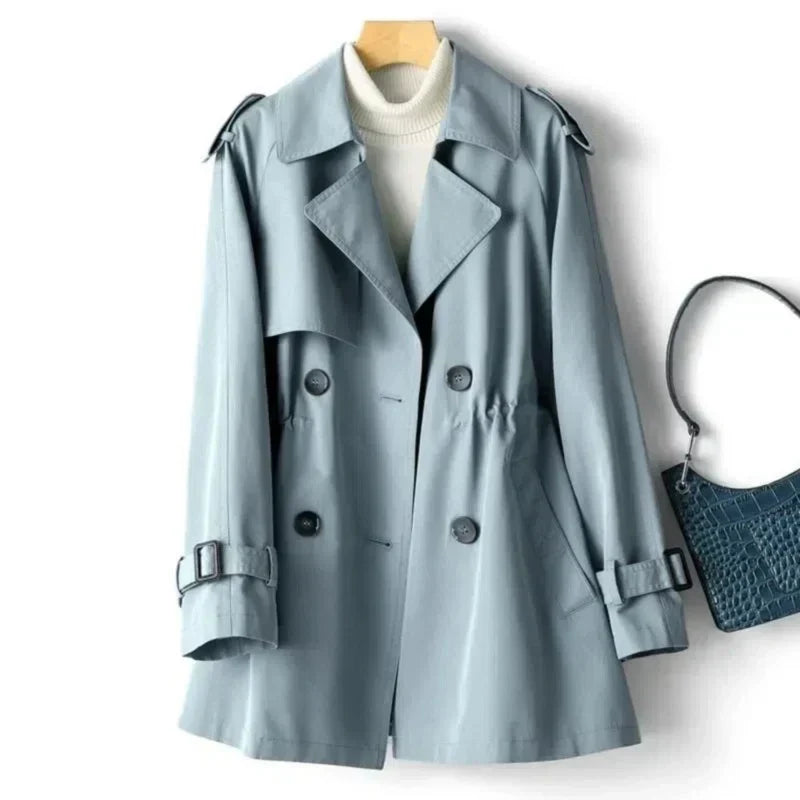 Korte Trenchcoat Met Gesp Mouwen Voor Dames