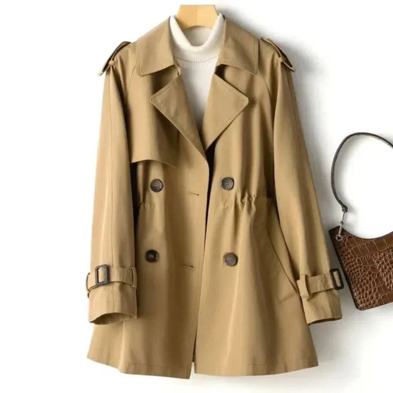 Korte Trenchcoat Met Gesp Mouwen Voor Dames