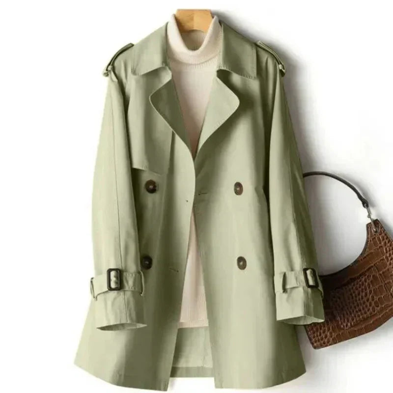 Korte Trenchcoat Met Gesp Mouwen Voor Dames