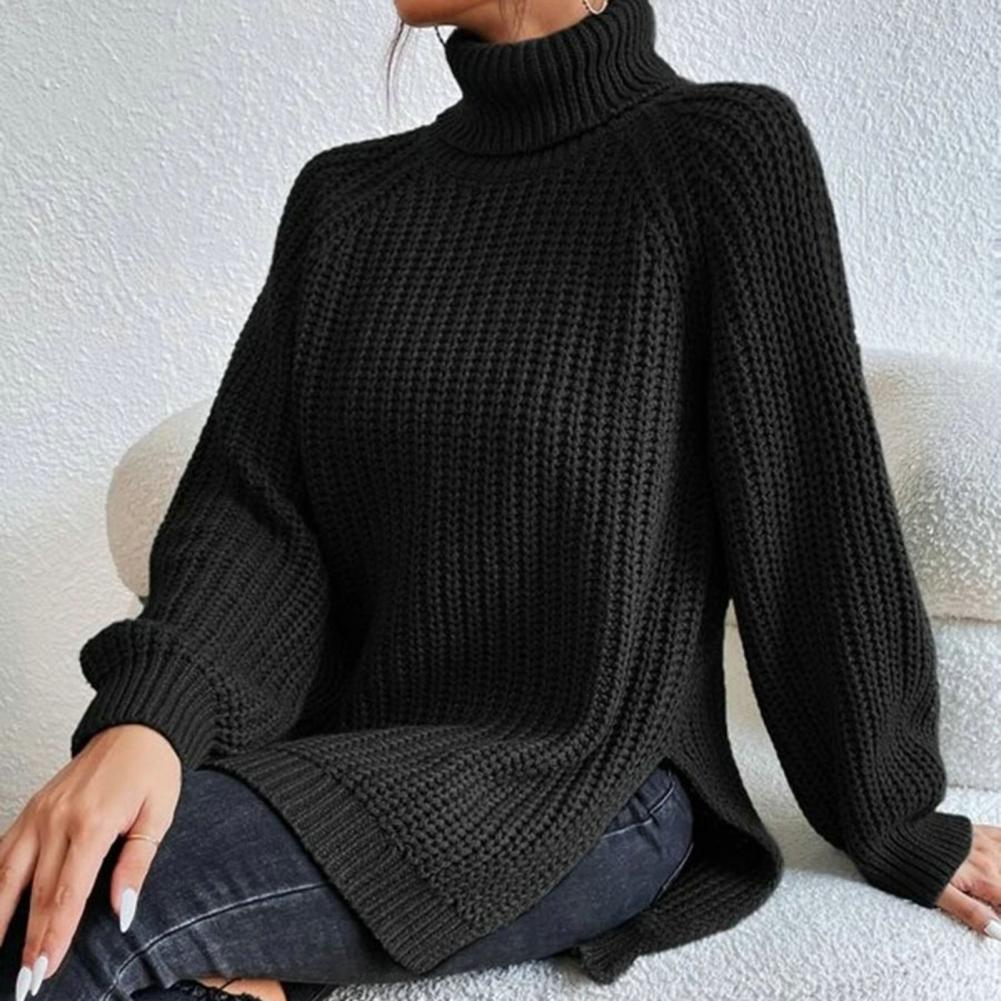 Dikke Gebreide Coltrui Pullover Met Ontspannen Pasvorm Dames