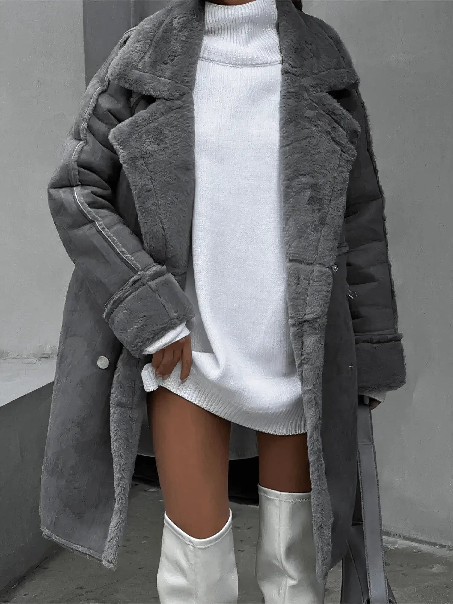 Imitatiebont Winterjas Oversized Modern Ontwerp Dames