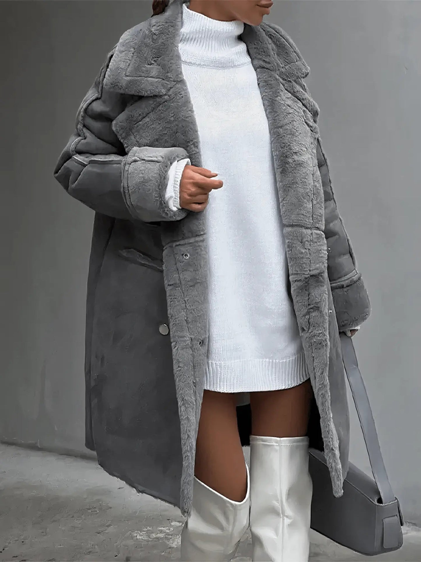 Imitatiebont Winterjas Oversized Modern Ontwerp Dames