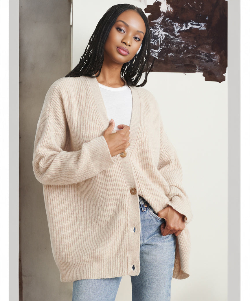 Oversized Knopen Gebreid Vest Dames Trendy Casual Trui