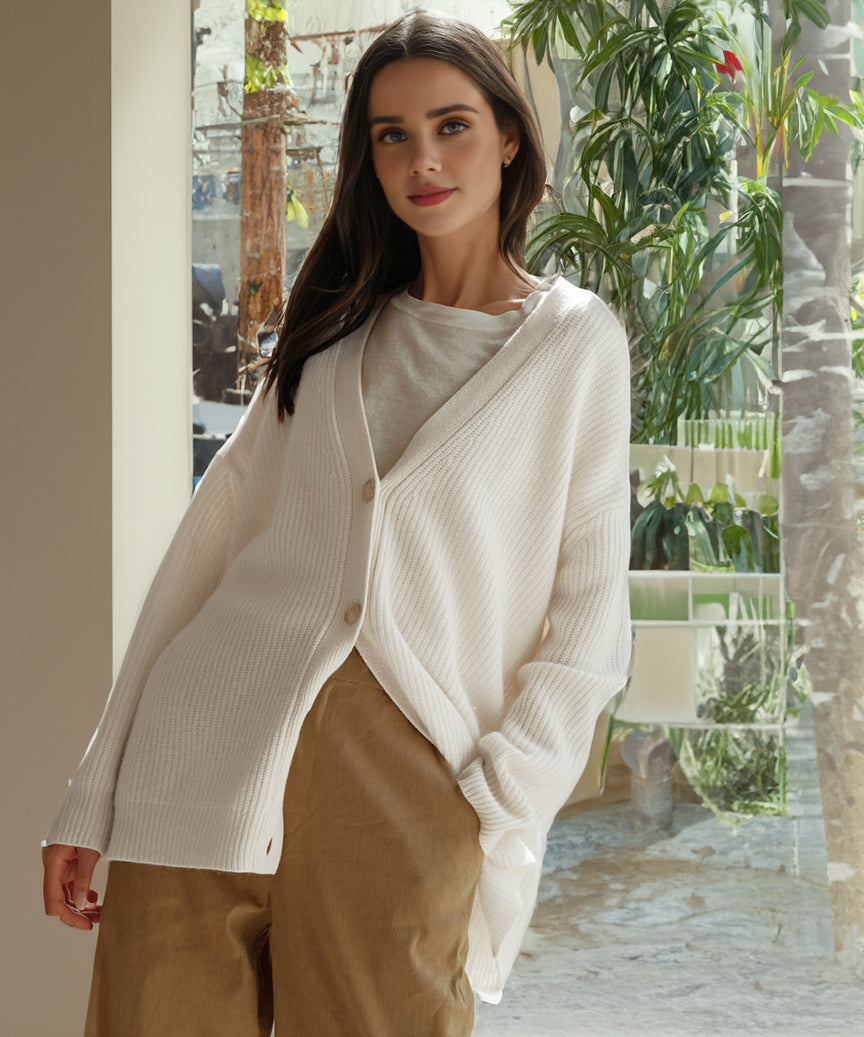Oversized Knopen Gebreid Vest Dames Trendy Casual Trui