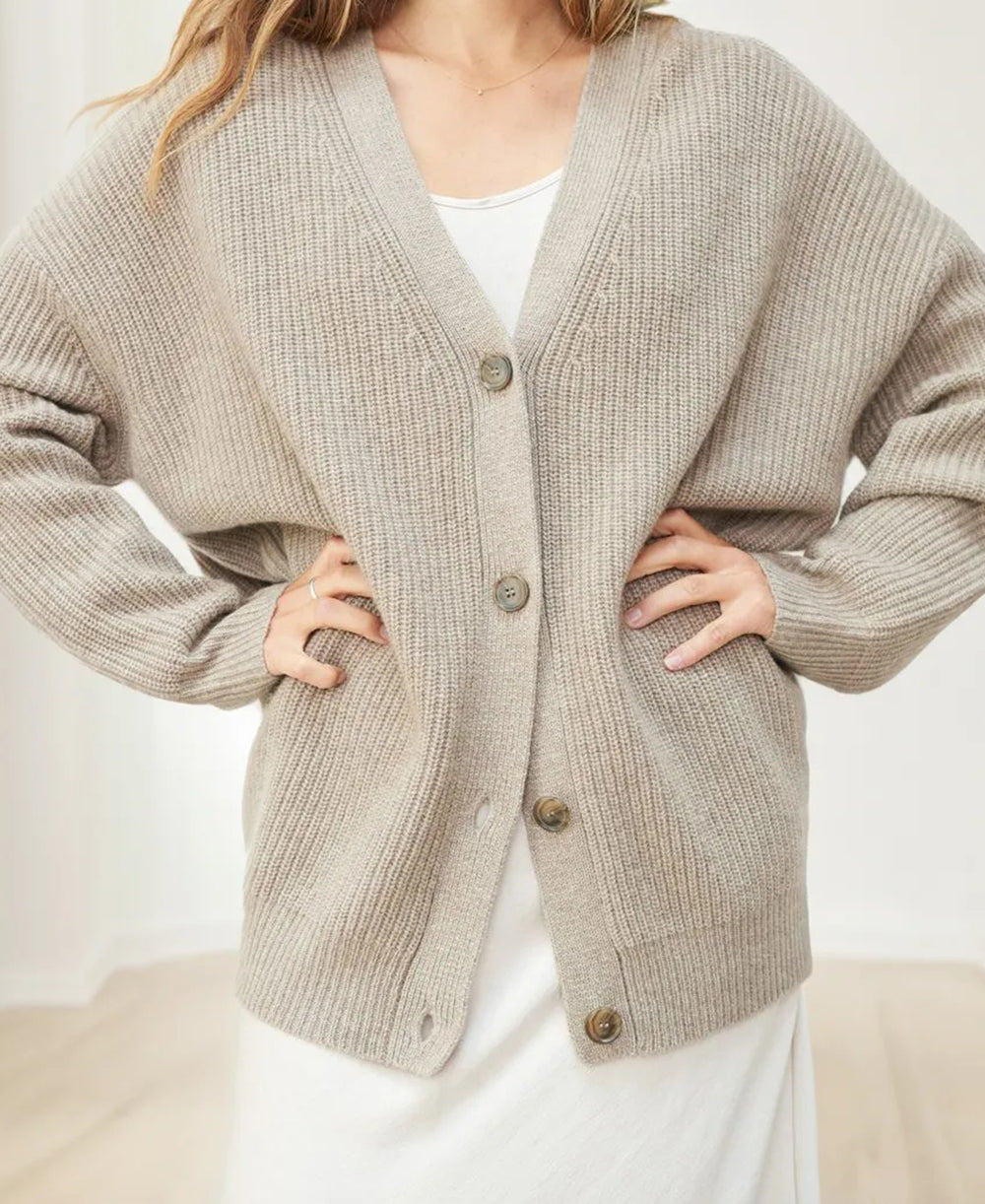 Oversized Knopen Gebreid Vest Dames Trendy Casual Trui