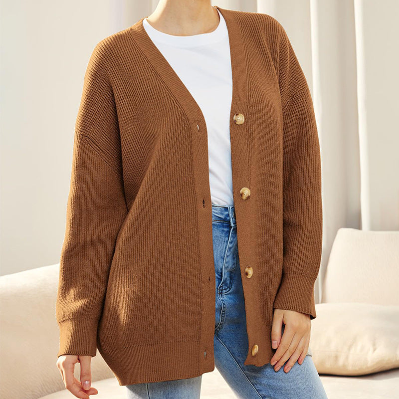 Oversized Knopen Gebreid Vest Dames Trendy Casual Trui