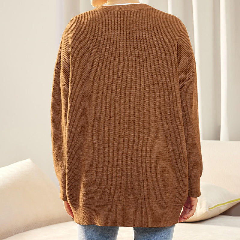 Oversized Knopen Gebreid Vest Dames Trendy Casual Trui