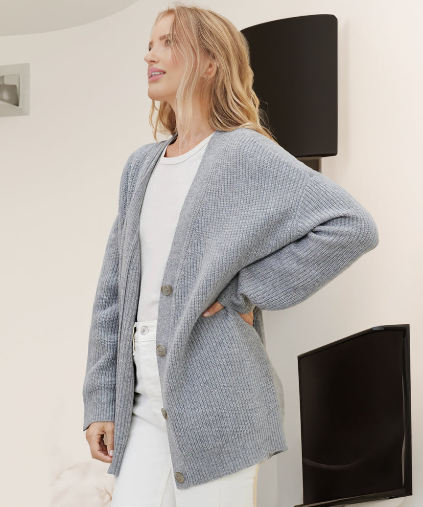 Oversized Knopen Gebreid Vest Dames Trendy Casual Trui