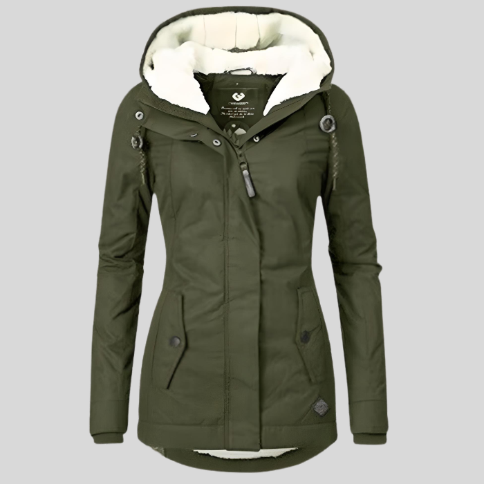Warme Fleecegevoerde Winterjas met Capuchon voor Dames