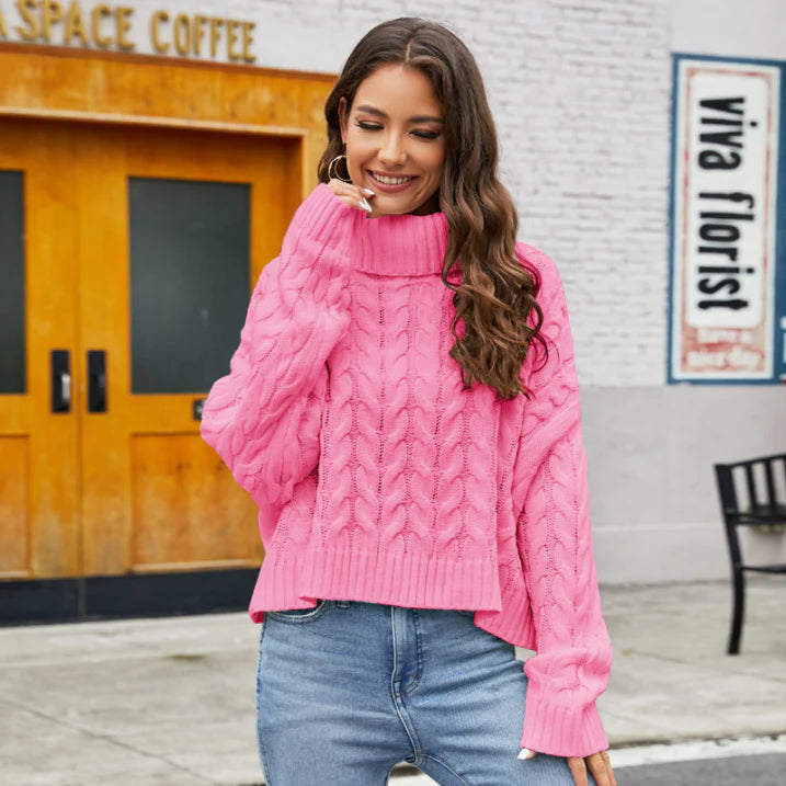Kabelgebreide Coltrui voor Dames Gezellige Winter Pullover