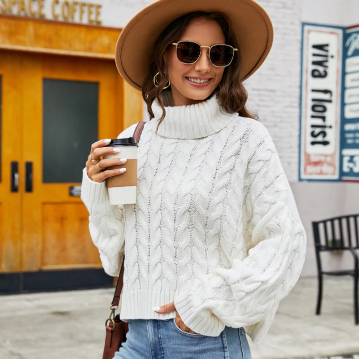 Kabelgebreide Coltrui voor Dames Gezellige Winter Pullover