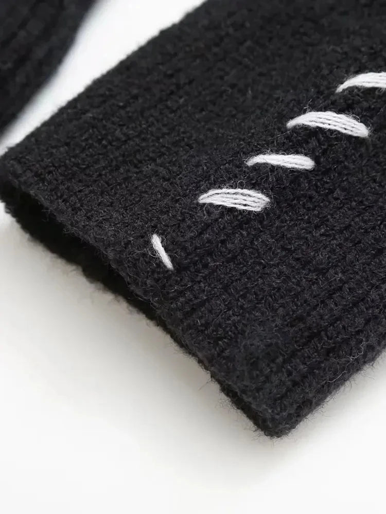 Moderne Gestreepte Coltrui Wintertrui voor Dames
