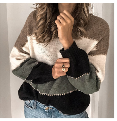 Gestreepte Casual Trui Met Ronde Hals Voor Dames