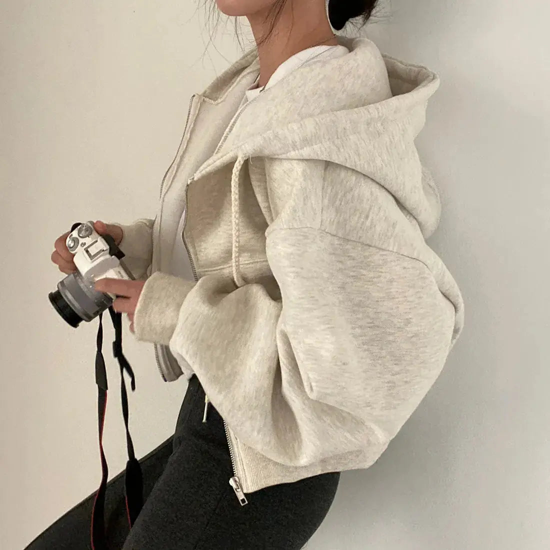 Gezellig oversized sweatshirt met rits en capuchon voor vrouwen