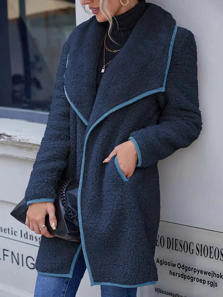 Casual fleece mantel met open voorkant voor dames