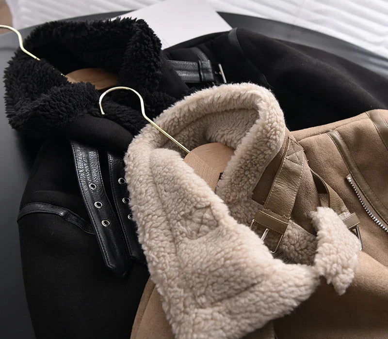 Winter Shearling Jack Gezellig Warm Ontwerp Dames