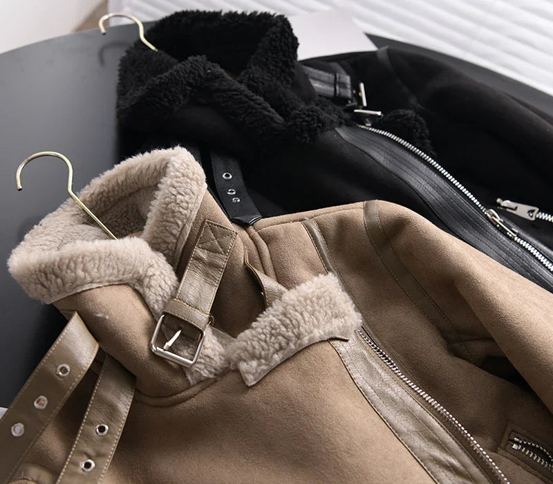 Winter Shearling Jack Gezellig Warm Ontwerp Dames