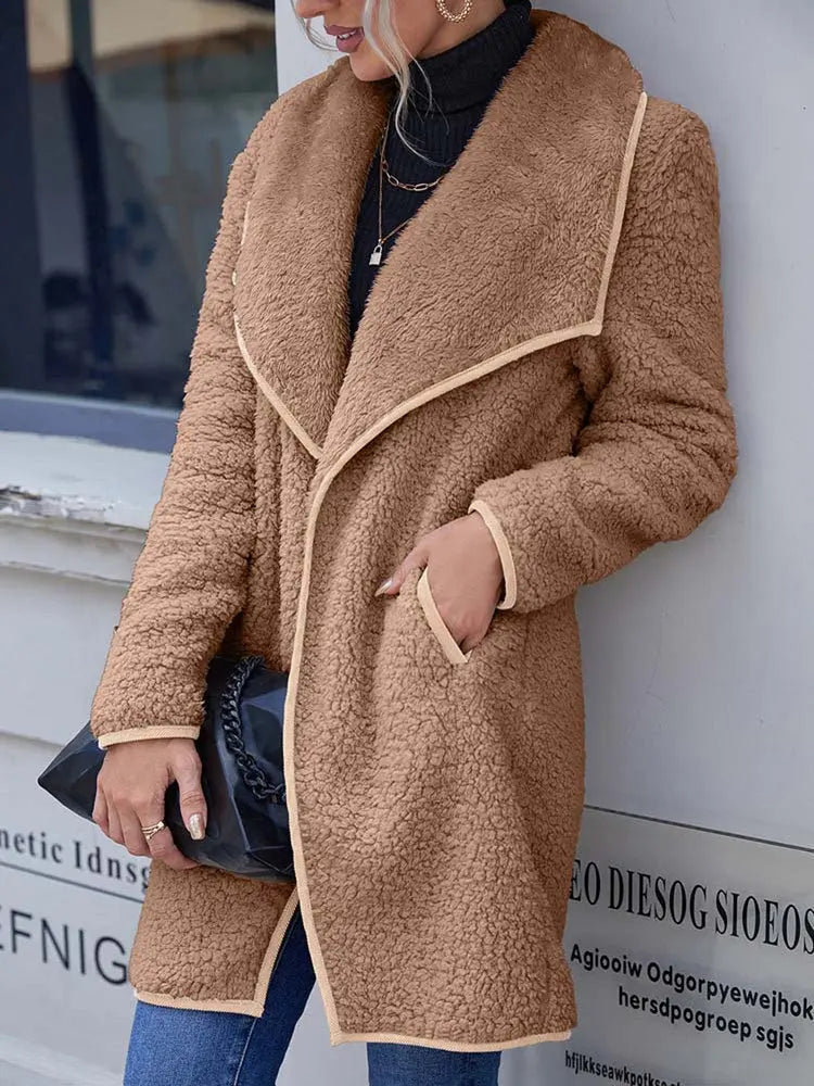 Casual fleece mantel met open voorkant voor dames