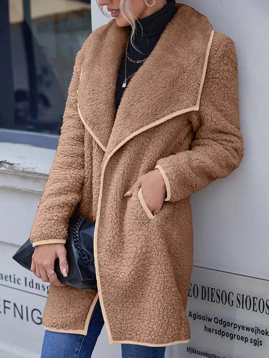 Casual fleece mantel met open voorkant voor dames