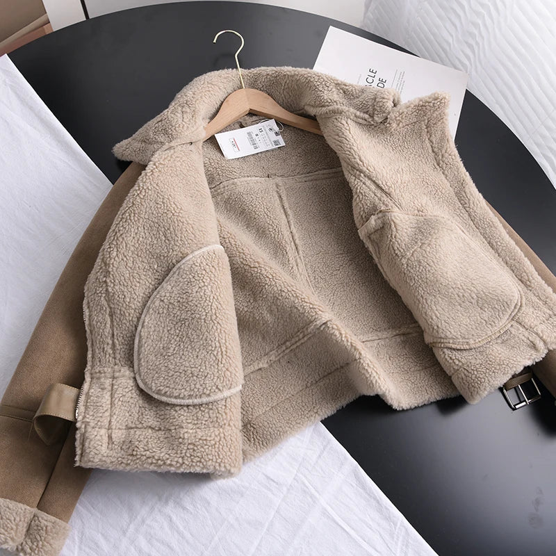 Winter Shearling Jack Gezellig Warm Ontwerp Dames
