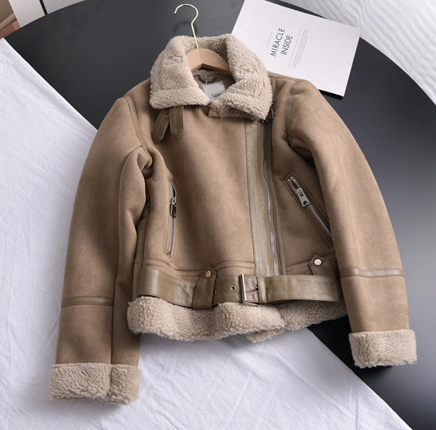 Winter Shearling Jack Gezellig Warm Ontwerp Dames
