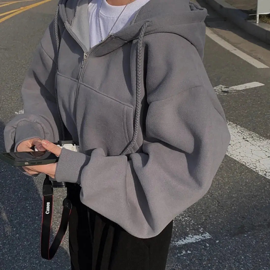 Gezellig oversized sweatshirt met rits en capuchon voor vrouwen