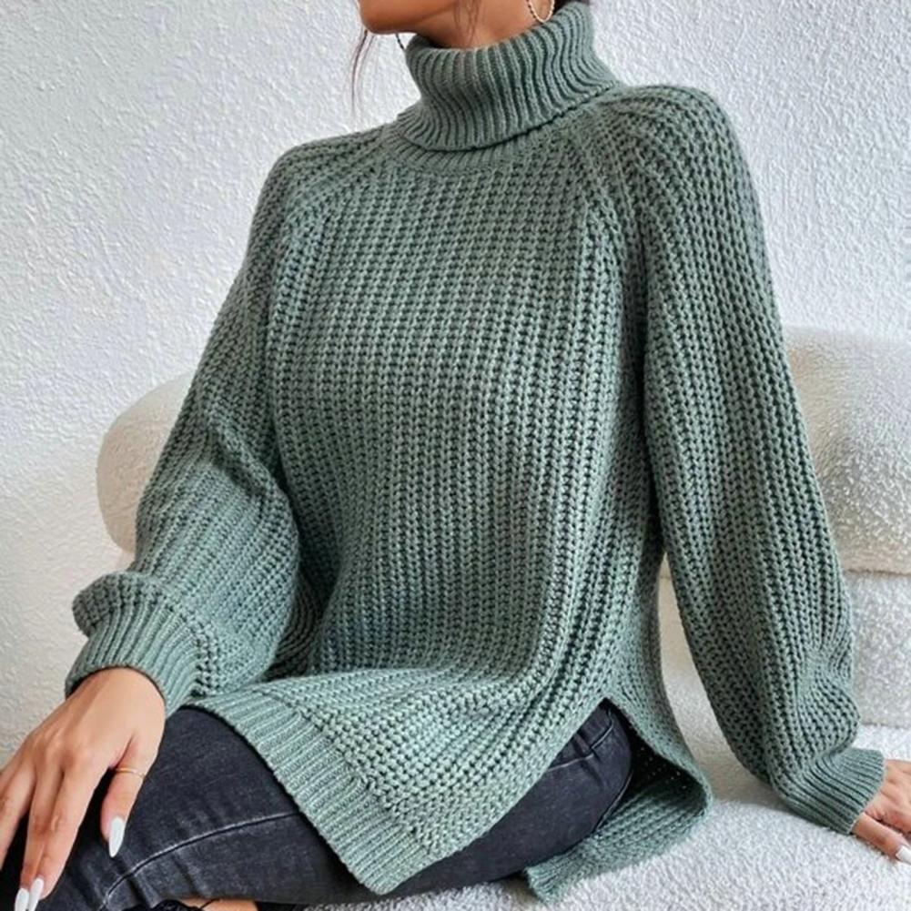 Dikke Gebreide Coltrui Pullover Met Ontspannen Pasvorm Dames