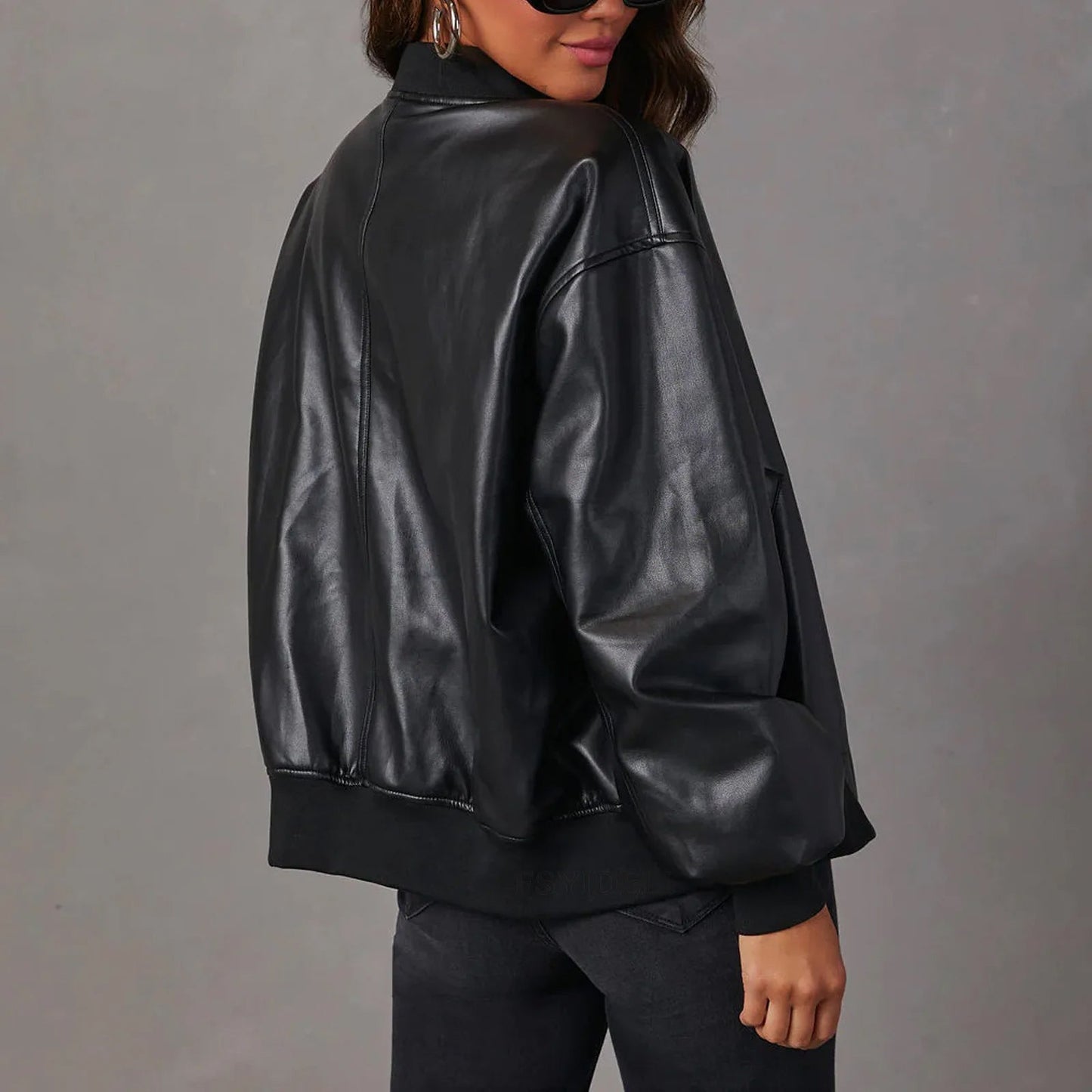 Vegan Leren Bomberjack Stijlvolle Winterkleding Dames
