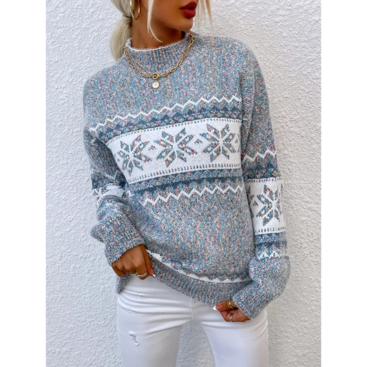 Gezellige Gebreide Pullover Met Sneeuwvlok Winterpatroon Dames