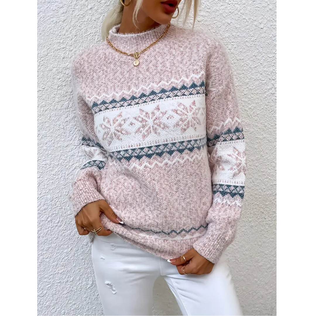 Gezellige Gebreide Pullover Met Sneeuwvlok Winterpatroon Dames
