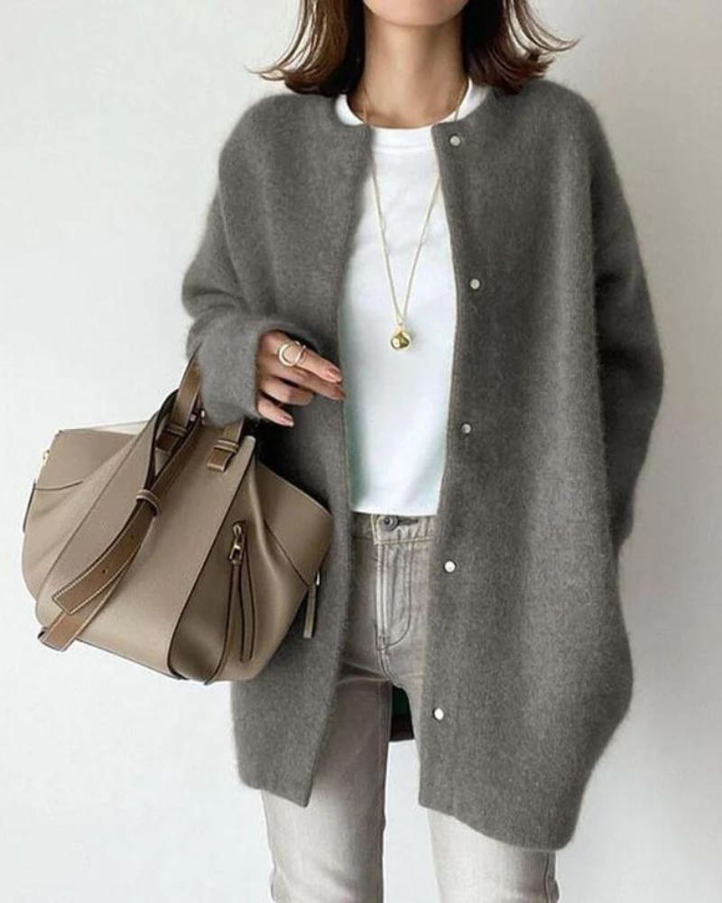 Lange Oversized Gebreid Vest Casual Knopen Trui Dames