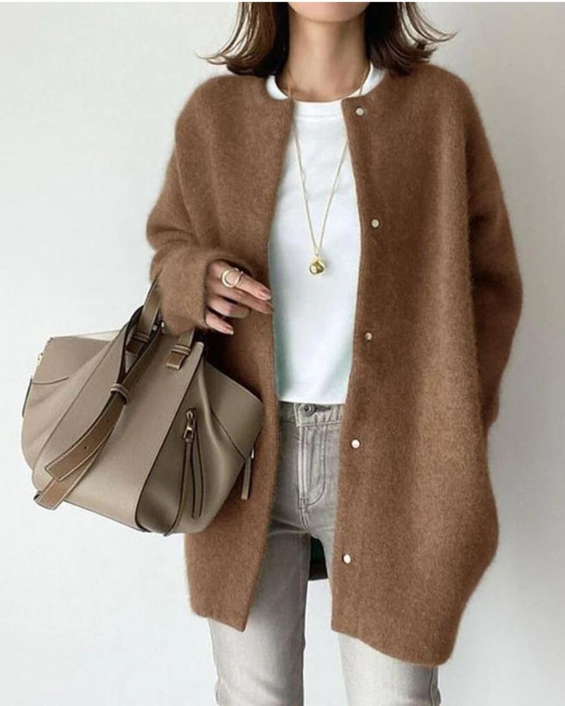 Lange Oversized Gebreid Vest Casual Knopen Trui Dames