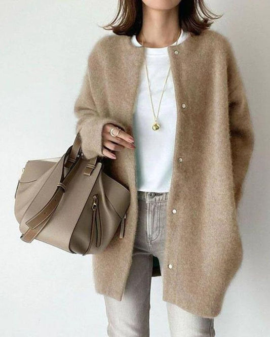 Lange Oversized Gebreid Vest Casual Knopen Trui Dames