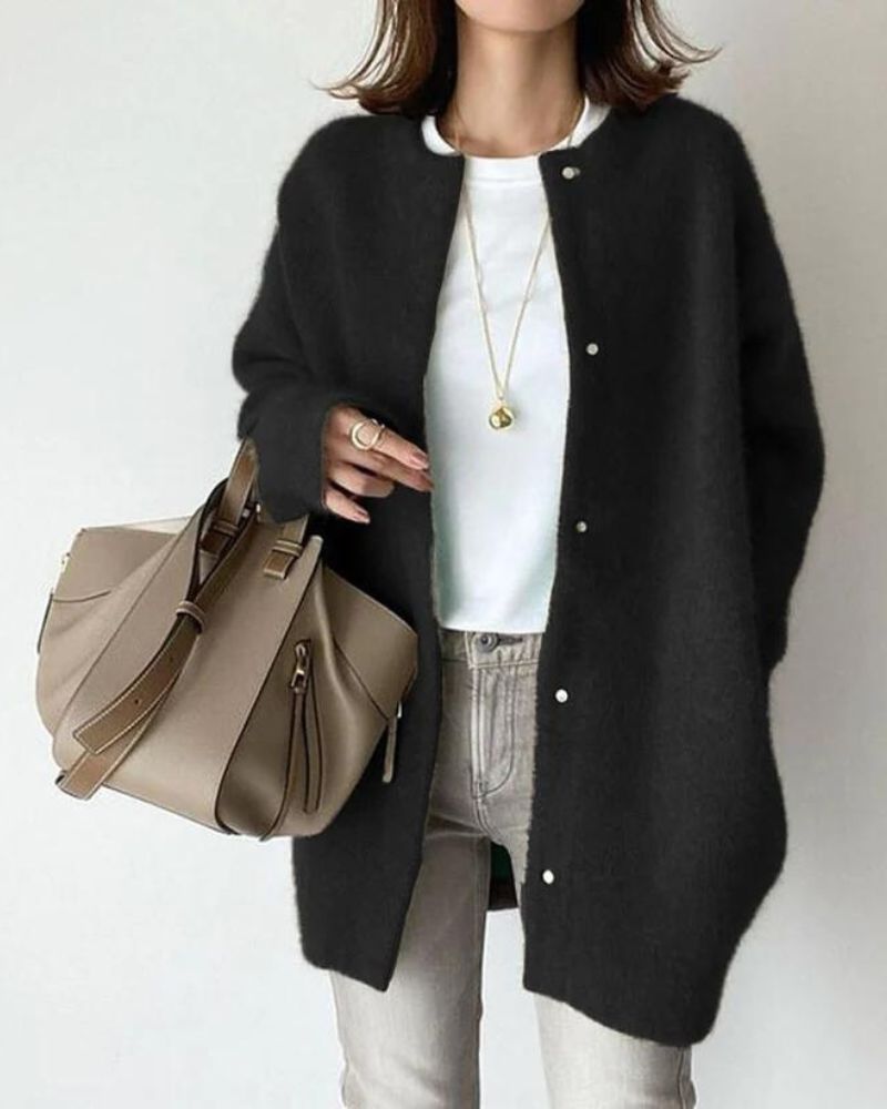 Lange Oversized Gebreid Vest Casual Knopen Trui Dames