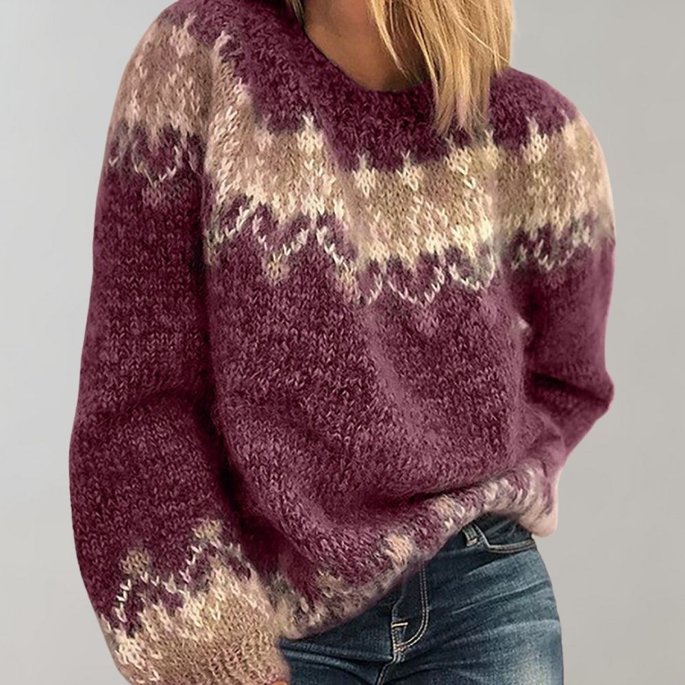 Dames Gebreide Trui met Patroon Gezellige Winter Pullover
