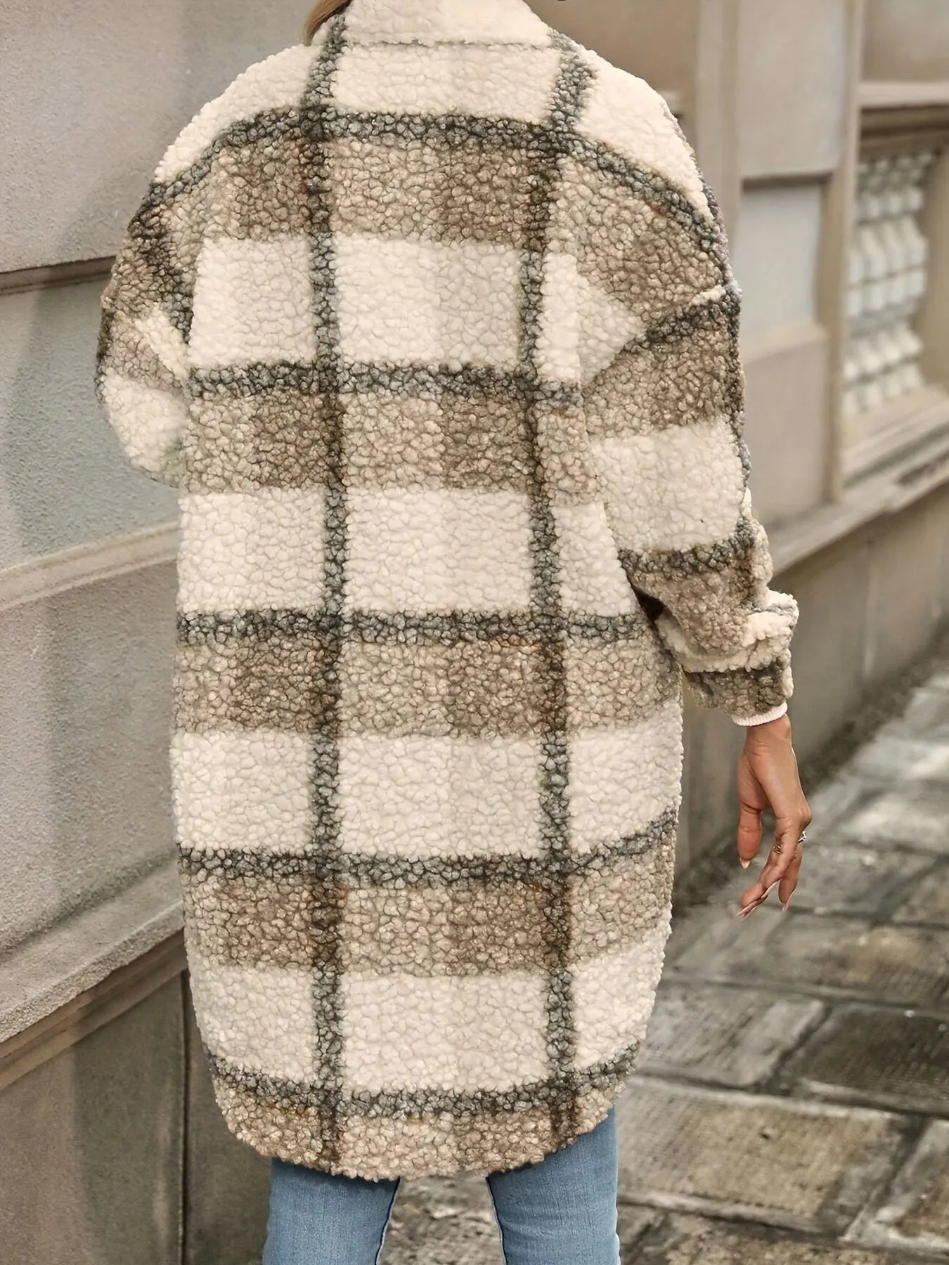 Geruite Fleece Winterjas Gezellige Streetwear Stijl voor Dames
