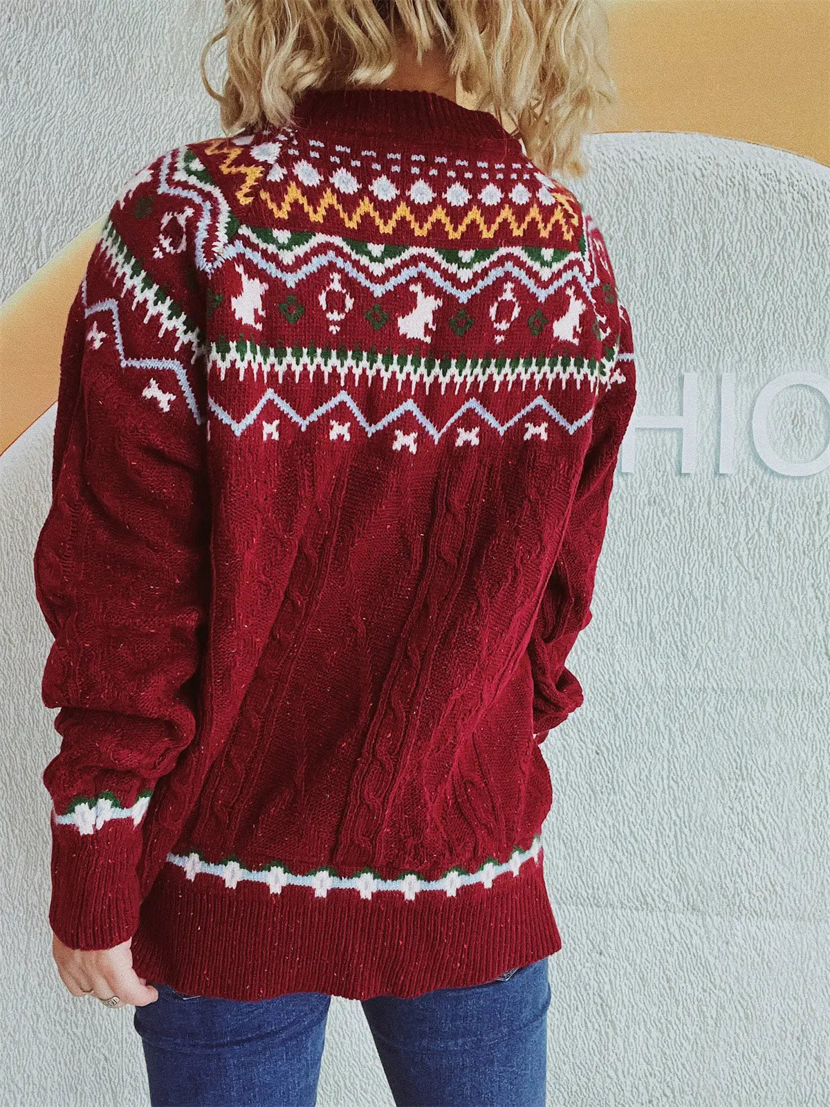 Fair Isle Trui Dames Kleurrijke Kerst Gebreide Pullover Dames