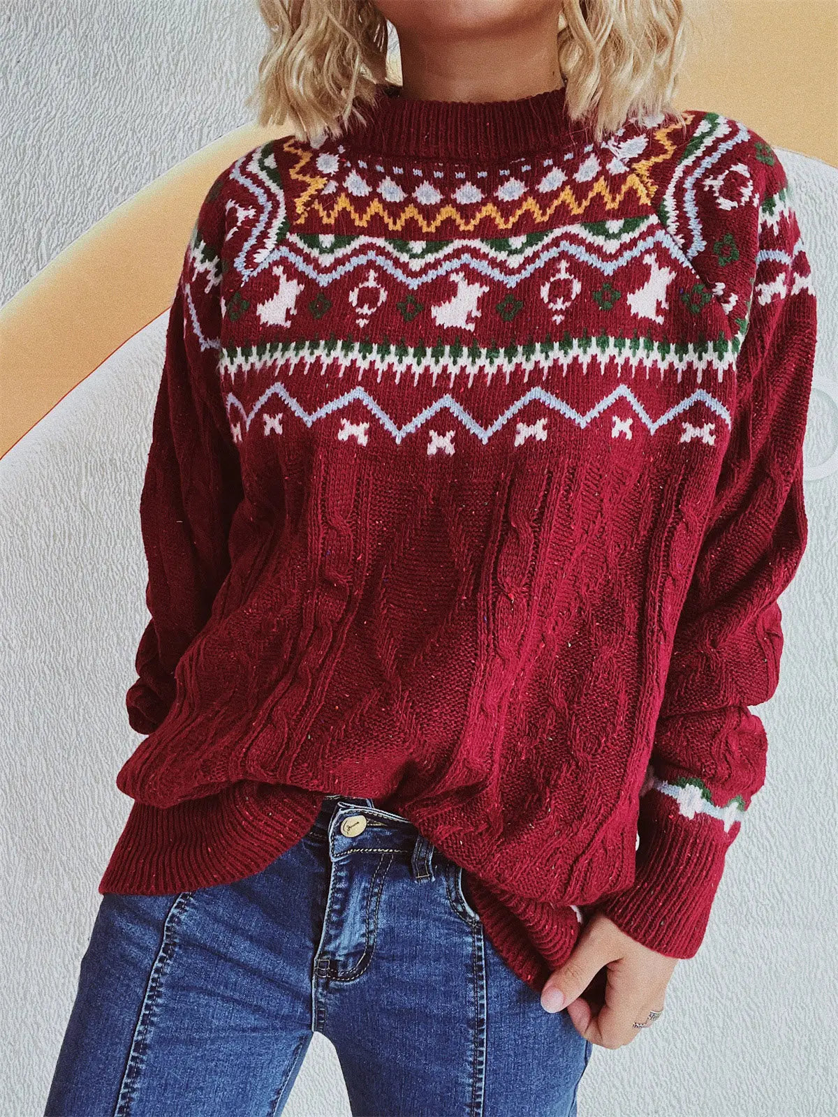 Fair Isle Trui Dames Kleurrijke Kerst Gebreide Pullover Dames