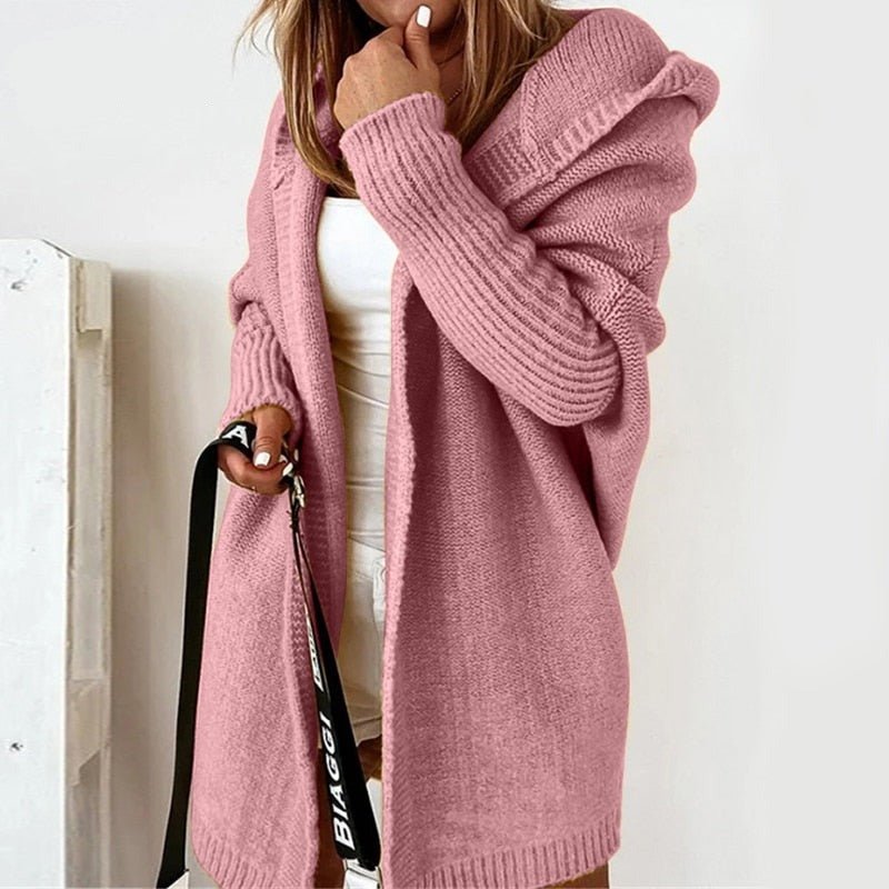 Lange Gebreide Vest met Capuchon Oversized Open Voorzijde Trui Dames
