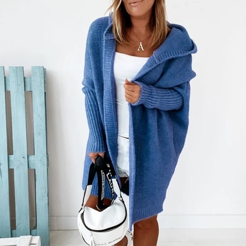Lange Gebreide Vest met Capuchon Oversized Open Voorzijde Trui Dames