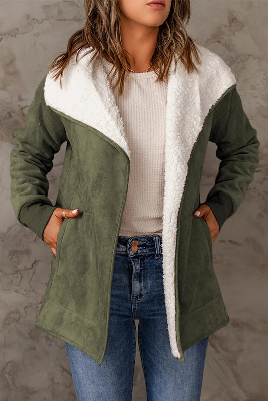 Imitatiebont Winterjack Open Voorzijde Gezellige Stijl Dames