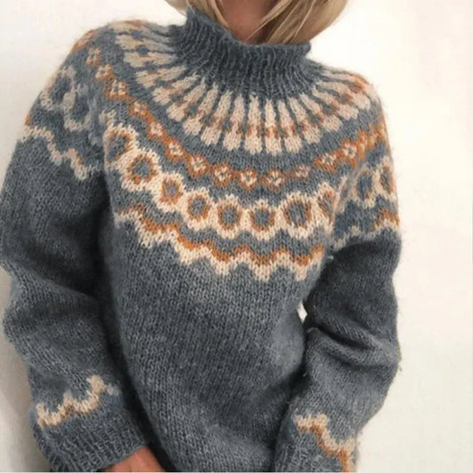 Gezellige Noorse Gebreide Pullover Met Winterpatroon Dames